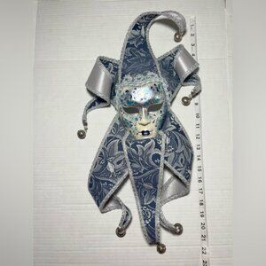 50% OFF Handmade blue jester wall art mask decor